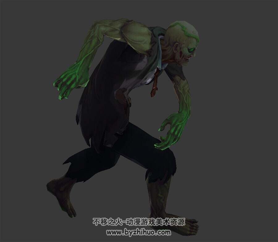 游戏角色怪物僵尸丧尸3DMax模型全套动作下载