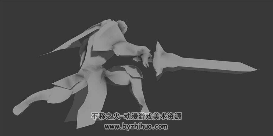 欧美重剑攻击男五连击3DMax模型带绑定下载