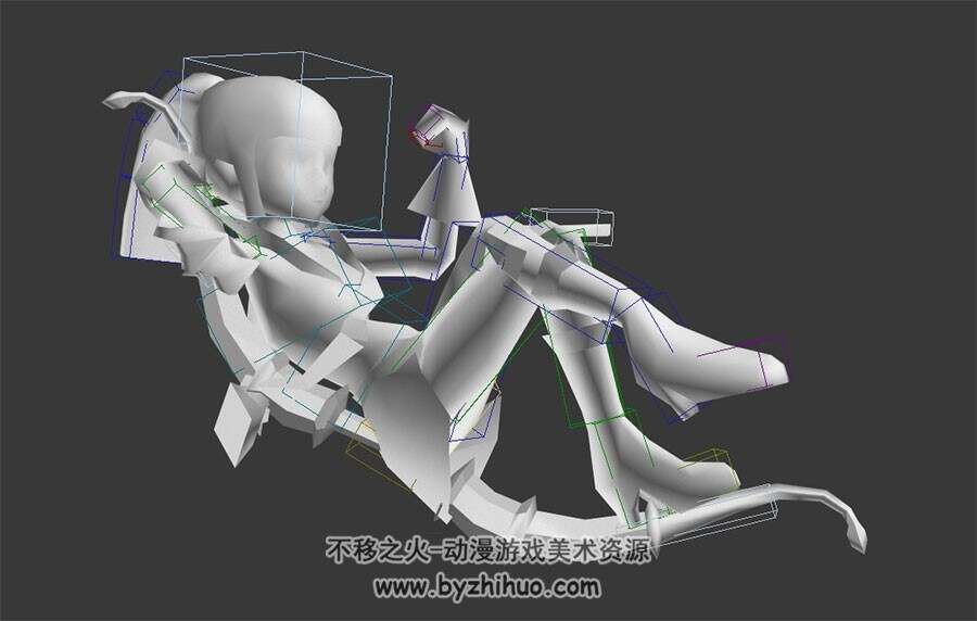 Q版游戏女弓箭手3DMax模型带绑定出场待机动作下载