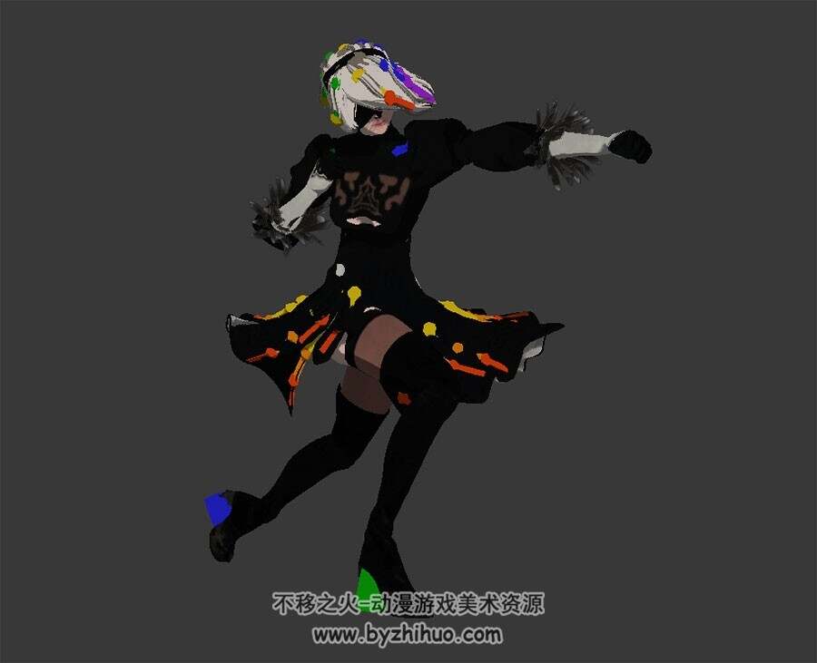 尼尔:机械纪元角色人物2b姐姐3DMax模型一套格斗动作下载
