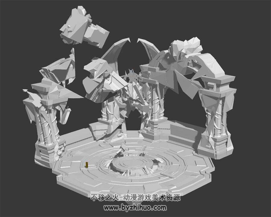 古欧美建筑及巨龙出场和移动的动画资源3DMax模型下载