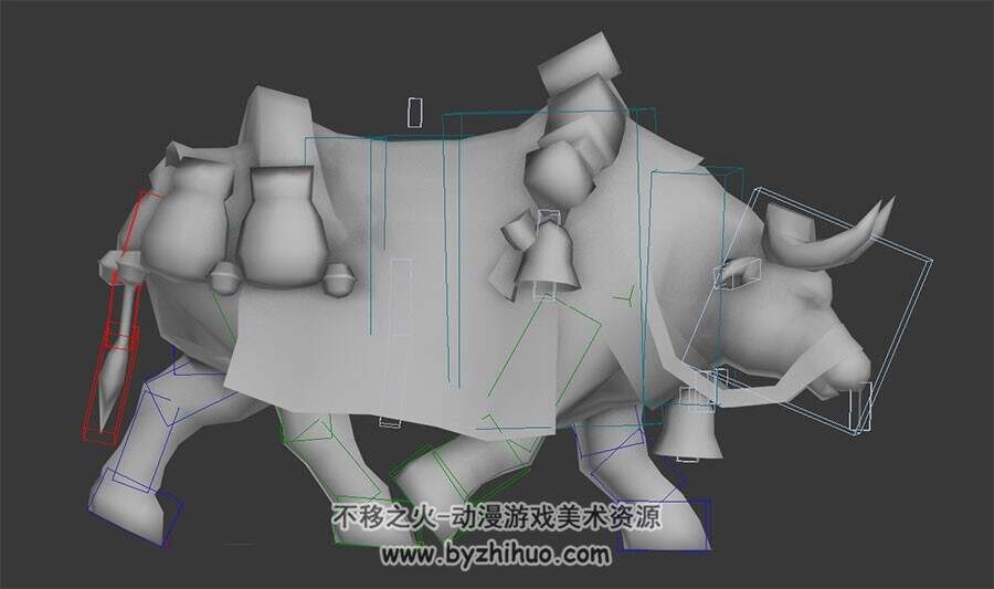 10只动物3DMax白模分享下载 猪狗牛羊等行走待机跑动作