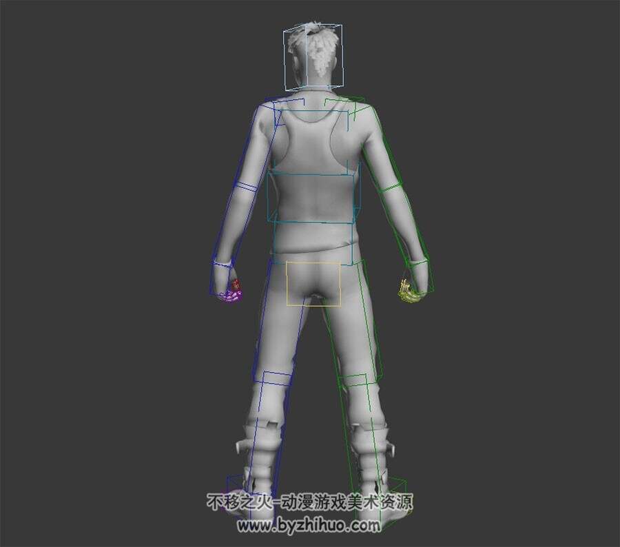 欧美现代帅哥型男3DMax模型下载 无贴图四边面带绑定