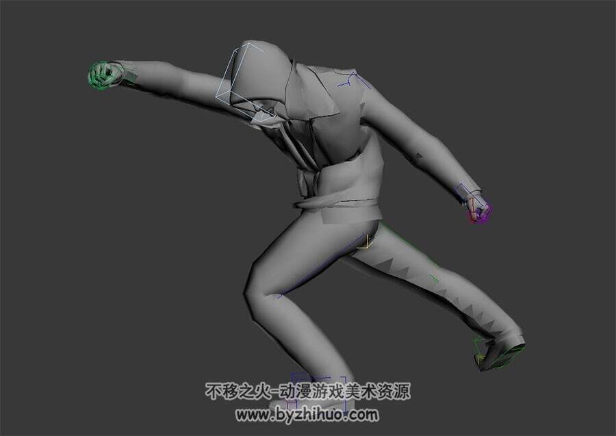 现代格斗男子3dmax模型下载出拳动作带绑定无贴图
