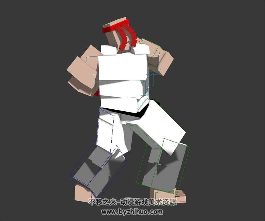 街霸方块人休闲待机动作3DMax模型下载