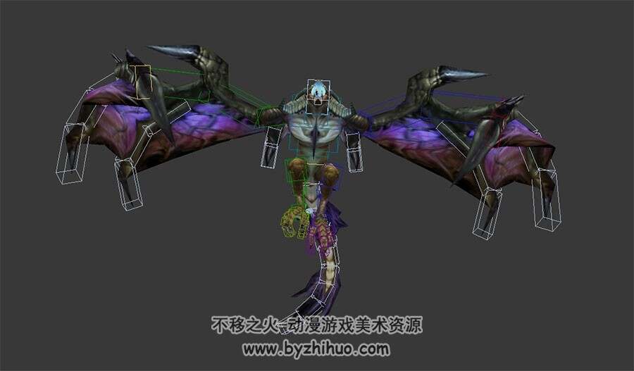 魔幻风动物boss恶魔飞龙dragon带绑定全套动作3DMax模型