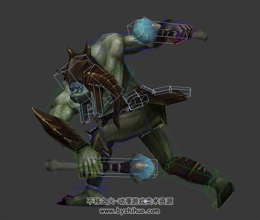 游戏魔幻角色怪物恶魔鼓手3DMax模型带绑定全套动作