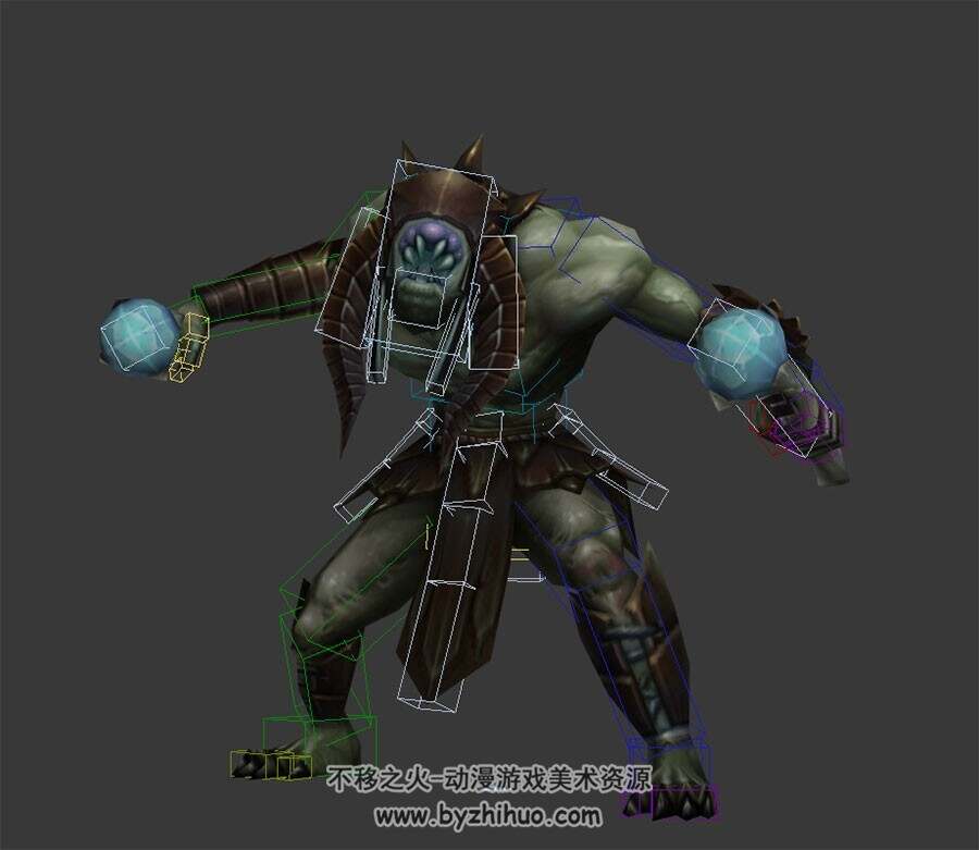 游戏魔幻角色怪物恶魔鼓手3DMax模型带绑定全套动作