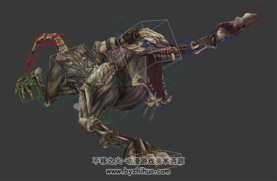 游戏骷髅四肢怪物妖兽3DMax模型带绑定全套动作下载