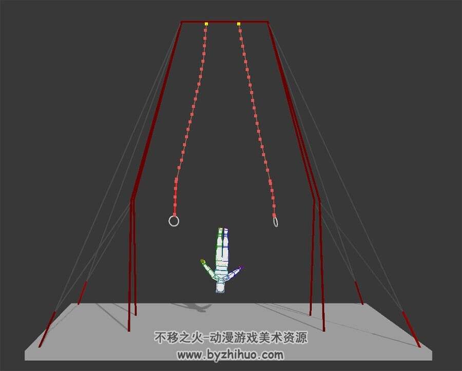 现代人物一系列体操动作3DMax模型带绑定下载