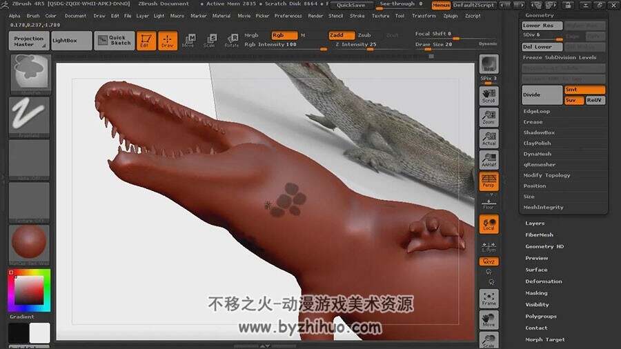 ZBrush KeyShot渲染视频教程 逼真鳄鱼贴图渲染教学 附源文件