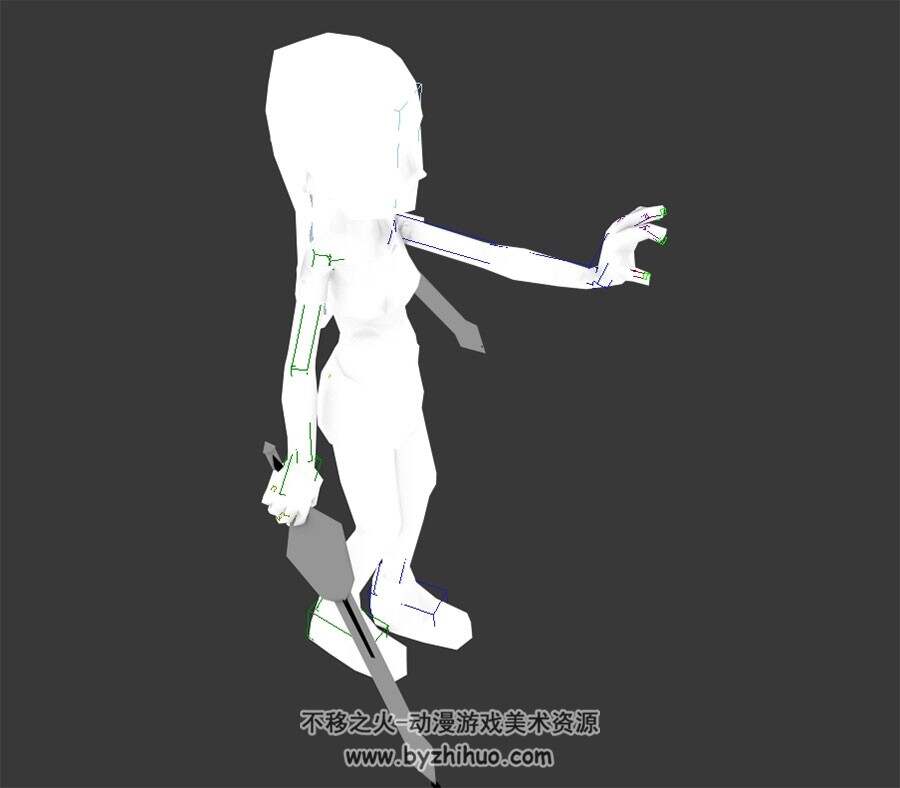 游戏女角色3DMax模型带绑定多个剑招动作下载