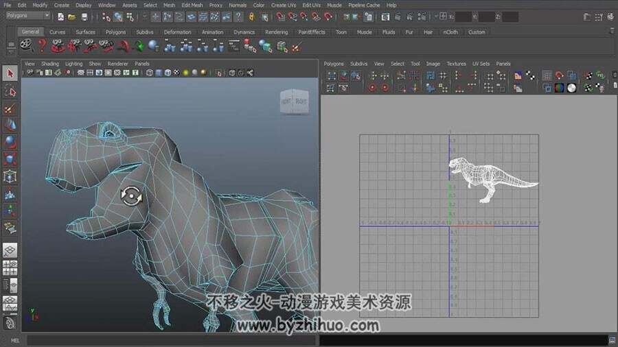 MayaUV技术视频教程 3D恐龙UV教学