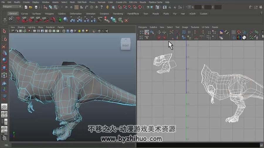MayaUV技术视频教程 3D恐龙UV教学