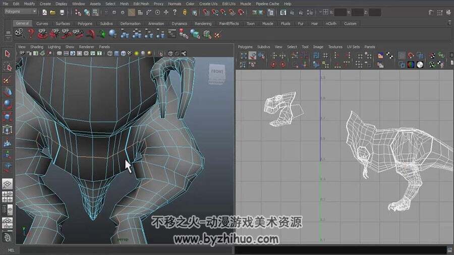 MayaUV技术视频教程 3D恐龙UV教学