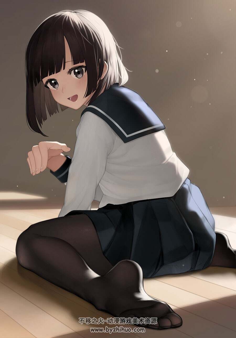 二次元黑丝插画素材参考 动漫制服女孩美术绘画学习图片壁纸包 235p