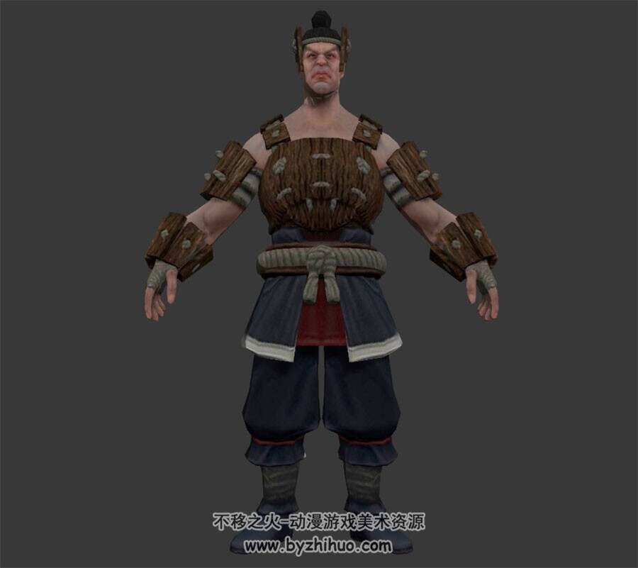 中式古代军双枪小兵三套服装3DMax模型下载