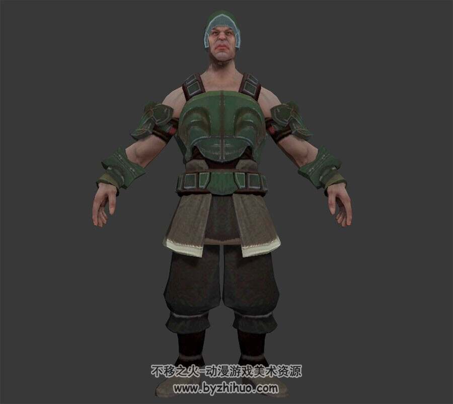 中式古代军双枪小兵三套服装3DMax模型下载