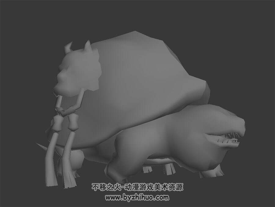 游戏动物怪物小龟全套动作3DMax模型带绑定下载