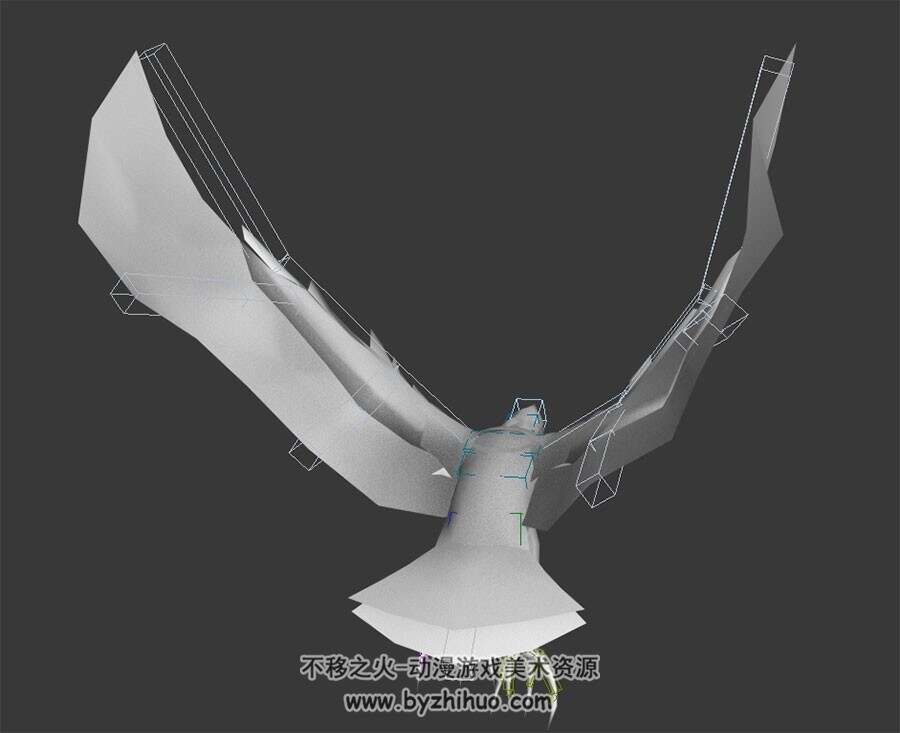 游戏动物老鹰全套动作无贴图带绑定3DMax模型下载