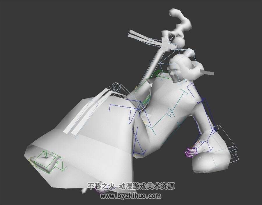 武侠类游戏江湖老婆婆全套动作3DMax模型带绑定无贴图下载