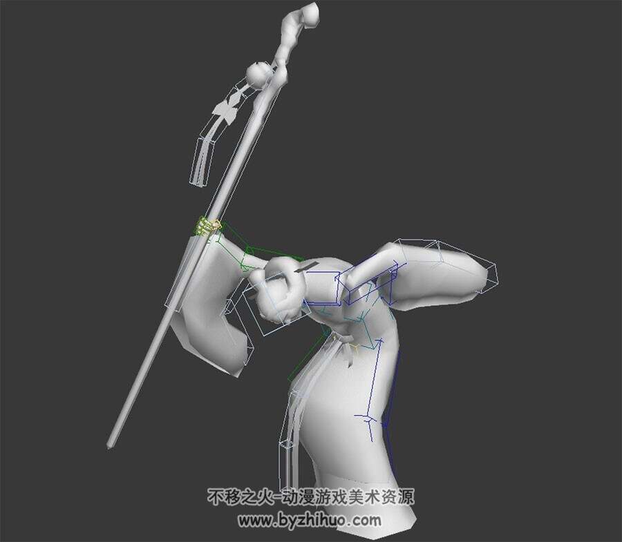 武侠类游戏江湖老婆婆全套动作3DMax模型带绑定无贴图下载