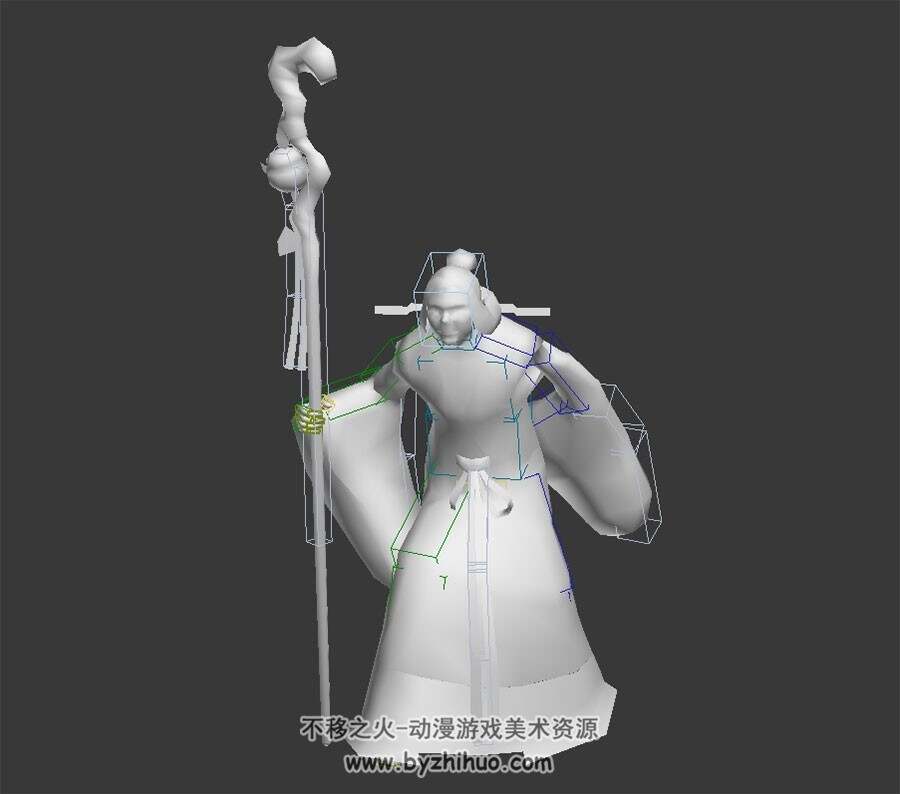 武侠类游戏江湖老婆婆全套动作3DMax模型带绑定无贴图下载