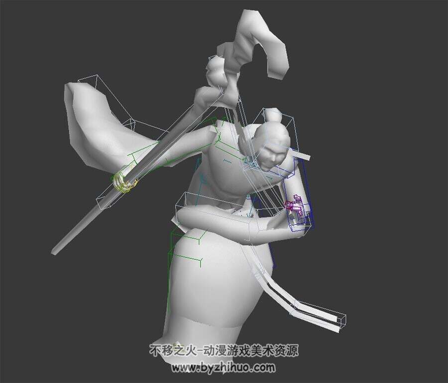 武侠类游戏江湖老婆婆全套动作3DMax模型带绑定无贴图下载
