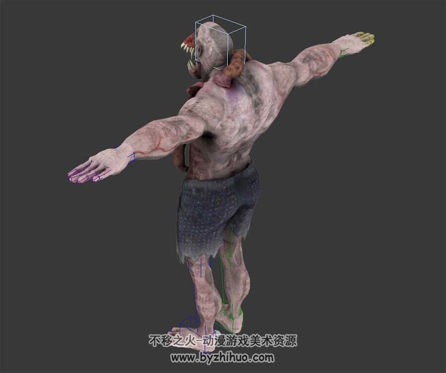 现代都市奇幻游戏怪物丧尸僵尸3DMax模型带绑定四边面下载