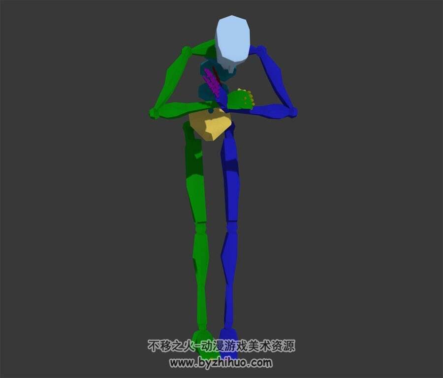 现代都市角色女社交动作骨骼3DMax模型下载
