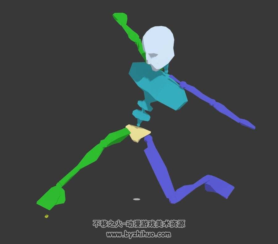 游戏角色人物全套武打动作骨骼3D模型格式Max分享