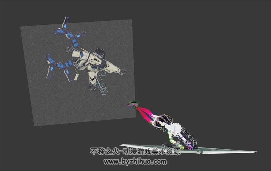 游戏角色洛英3DMax模型武器攻击动作带绑定下载