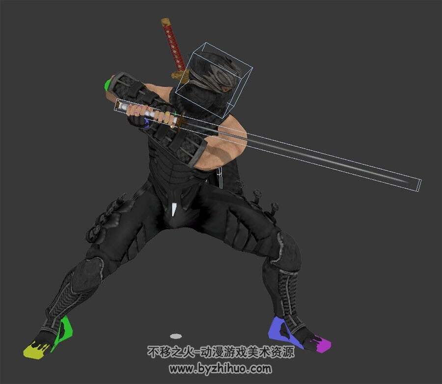 游戏角色人物忍龙落雷3DMax模型带绑定连续攻击动作下载