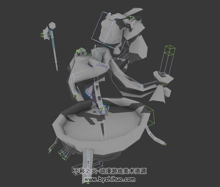Q版魔幻角色女法师休闲施法待机3DMax模型带绑定无贴图下载