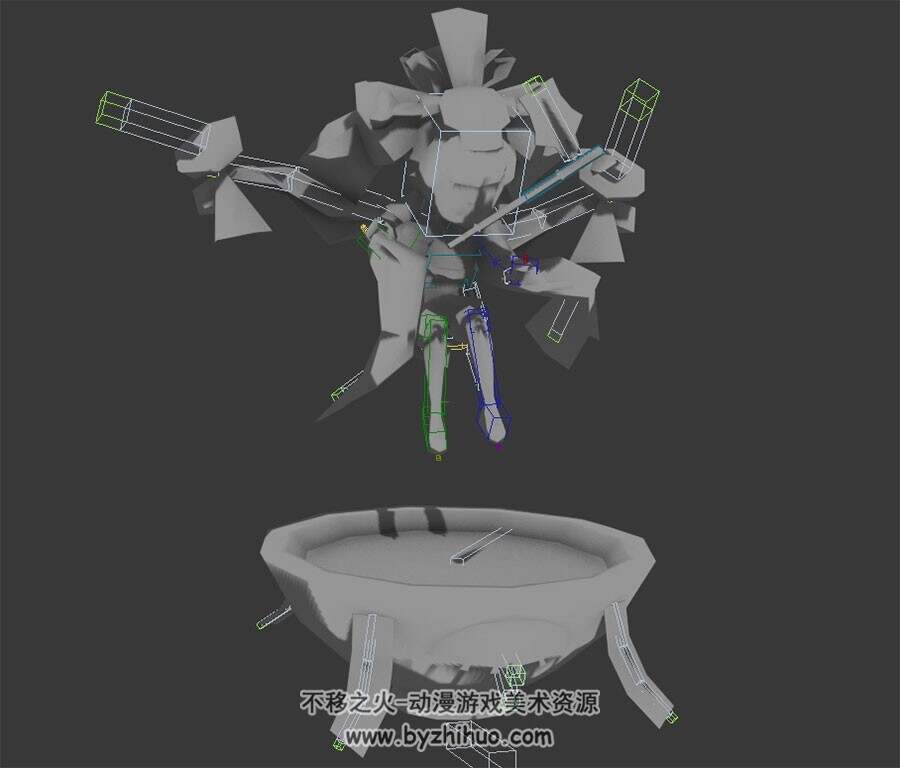 Q版魔幻角色女法师休闲施法待机3DMax模型带绑定无贴图下载