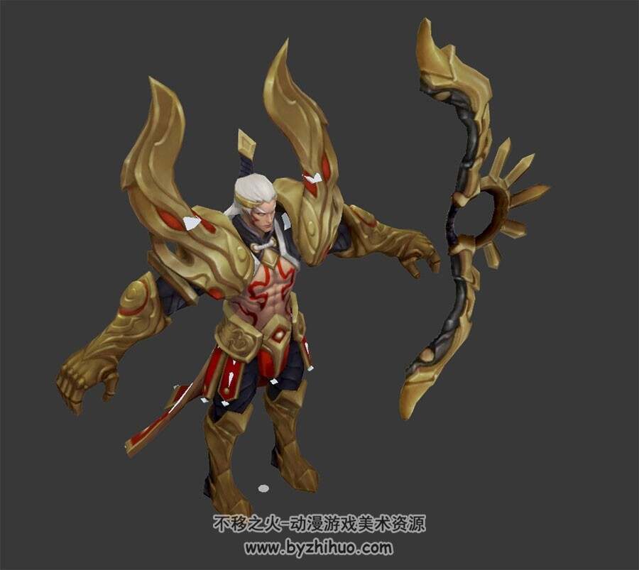 游戏王者荣耀射手类英雄角色后裔3d模型格式max带骨骼下载