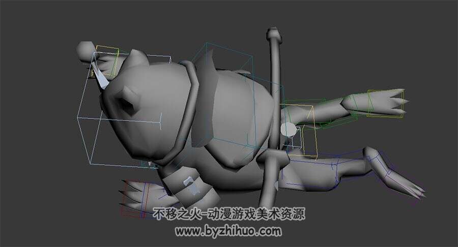 游戏座骑宠物蛙怪3DMax模型带骨骼跳跃动作无贴图