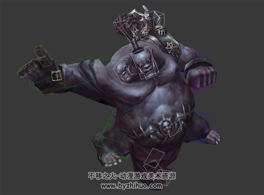 玄幻风游戏怪物食人魔3DMax模型全套动作带绑定下载
