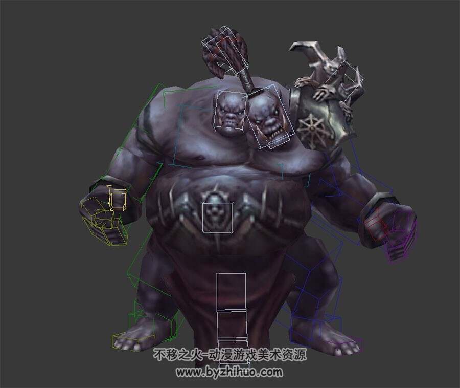 玄幻风游戏怪物食人魔3DMax模型全套动作带绑定下载