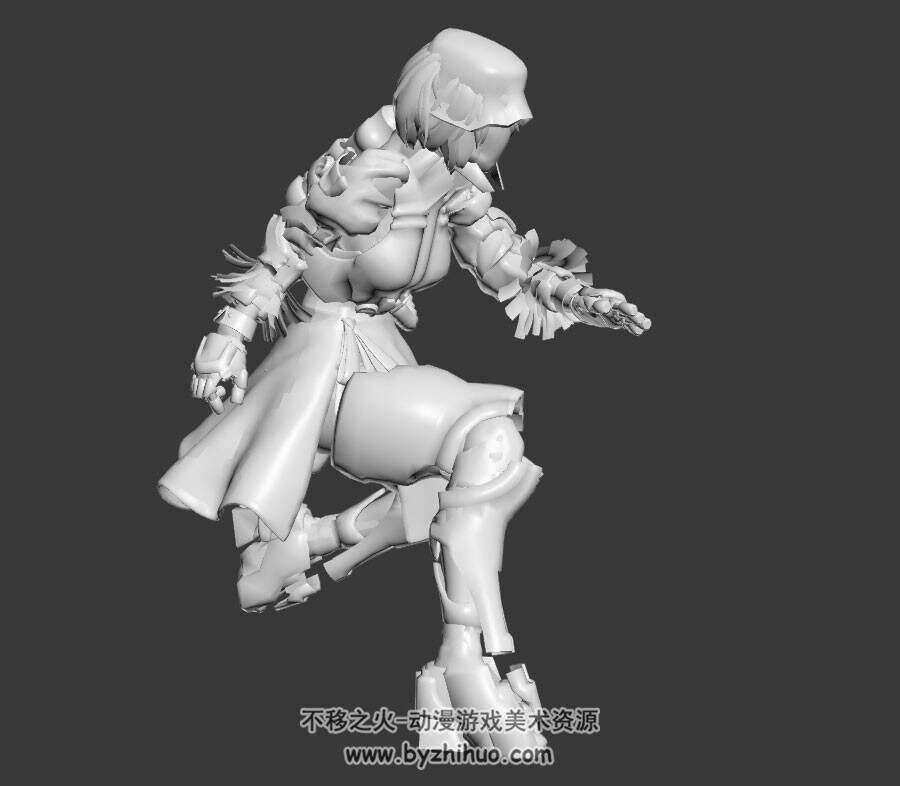 尼尔机械纪元女主角3DMax模型行走跑停动作下载