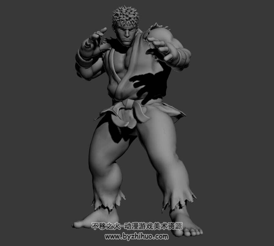 日系武士格斗动作3DMax高精模型无贴图下载