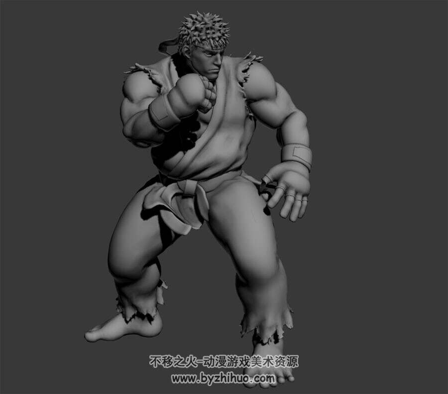 日系武士格斗动作3DMax高精模型无贴图下载