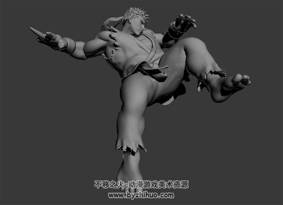 日系武士格斗动作3DMax高精模型无贴图下载