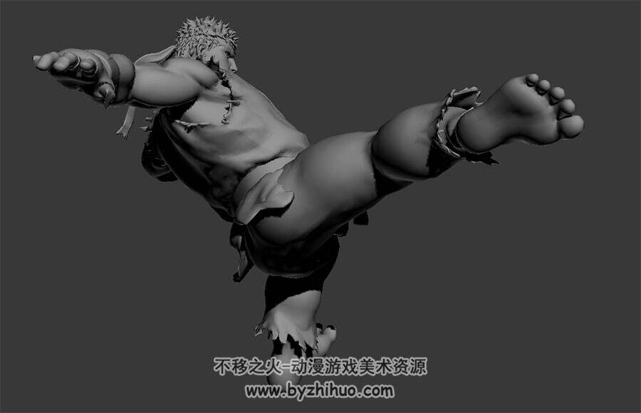 日系武士格斗动作3DMax高精模型无贴图下载