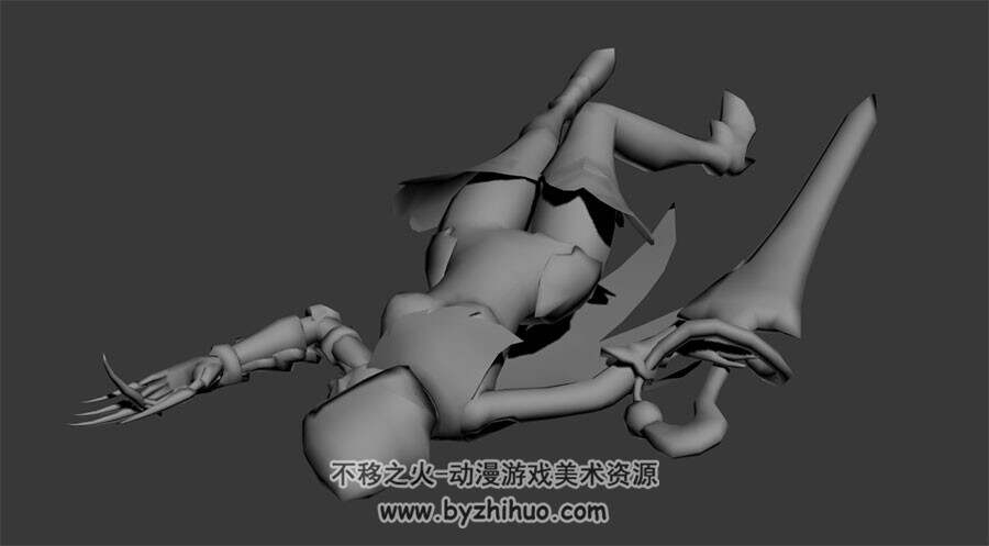 欧美魔幻类角色带剑铁爪女全套动作3DMax模型下载