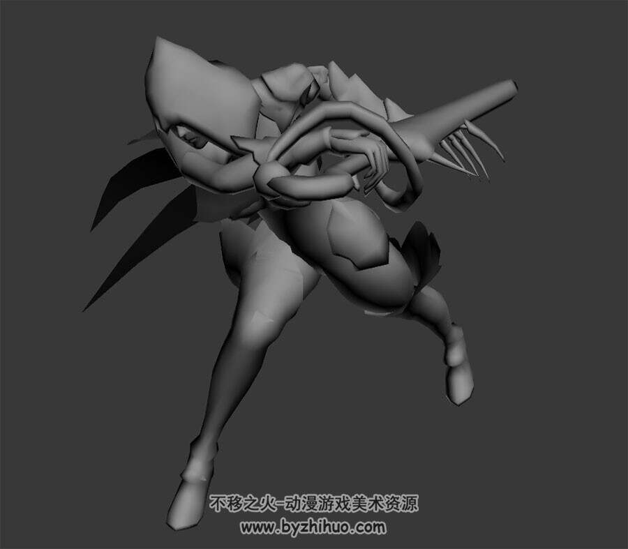 欧美魔幻类角色带剑铁爪女全套动作3DMax模型下载