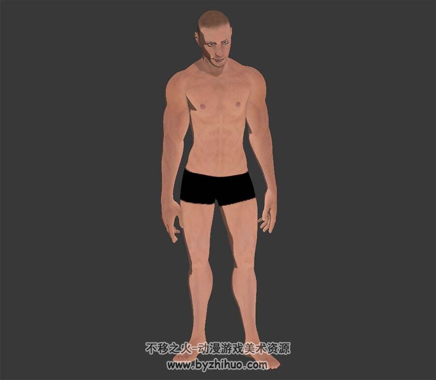 欧美男人肌肉型男3DMax高精模型下载四边面