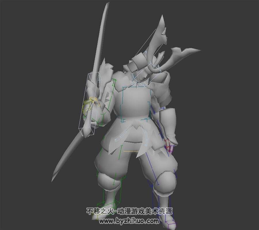 仙侠风天兵天将3DMax模型下载带绑定无贴图休闲动作