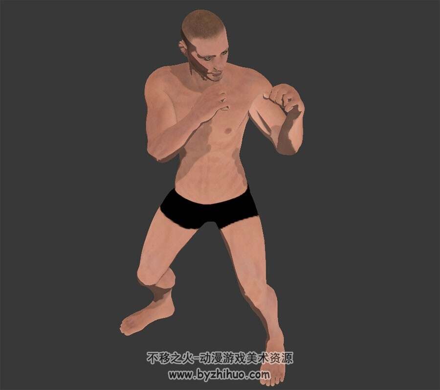 欧美男人肌肉型男3DMax模型下载拳击动作
