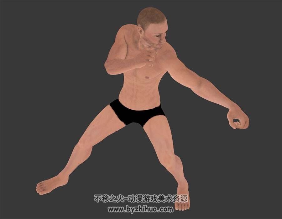 欧美男人肌肉型男3DMax模型下载拳击动作